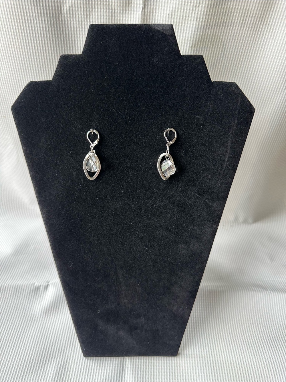 Sterling Silver Crystal Drop Earrings - Clear